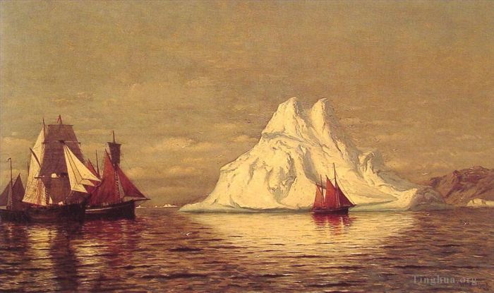 William Bradford Peinture à l'huile - Navires et icebergs