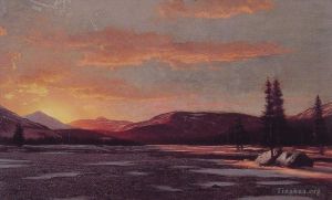 William Bradford œuvres - Paysage marin au coucher du soleil d'hiver