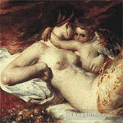 William Etty Peinture à l'huile - Vénus et Cupidon