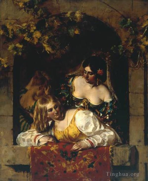 William Etty Peinture à l'huile - Fenêtre à Venise lors d'une Festa