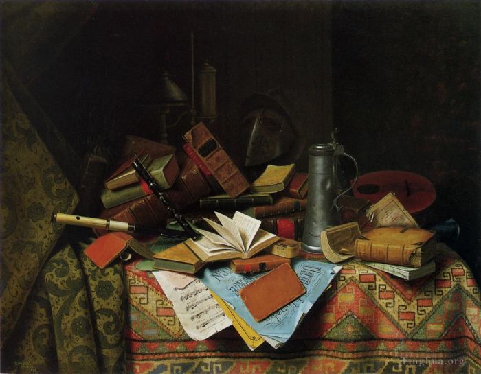 William Michael Harnet Peinture à l'huile - Une table d'étude