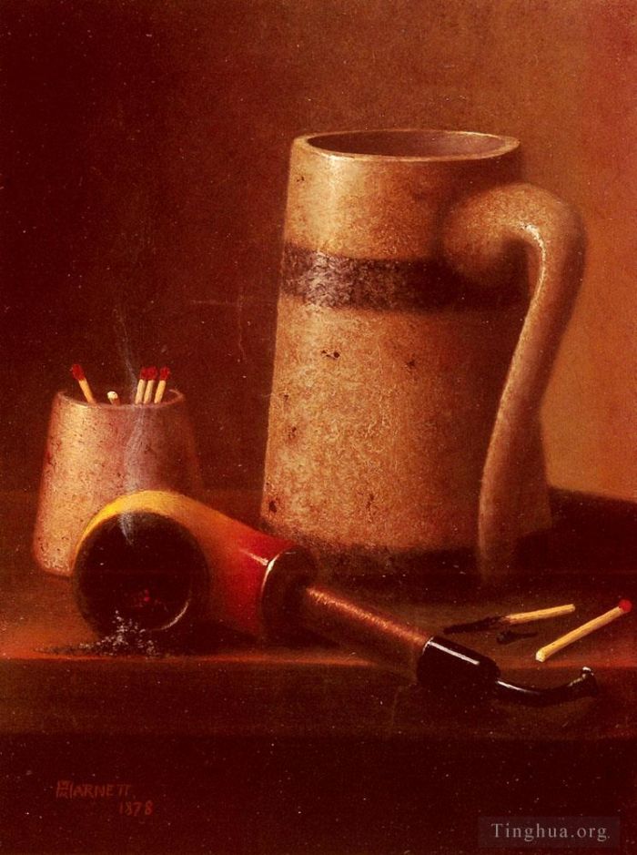 William Michael Harnet Peinture à l'huile - Pipe et tasse nature morte