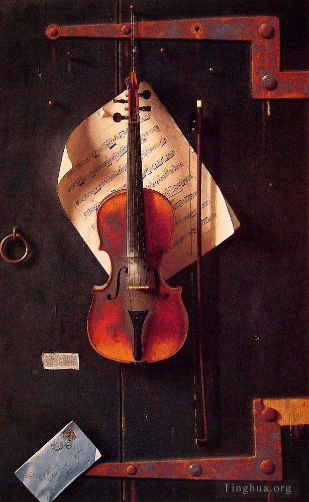 William Michael Harnet Peinture à l'huile - Le vieux violon