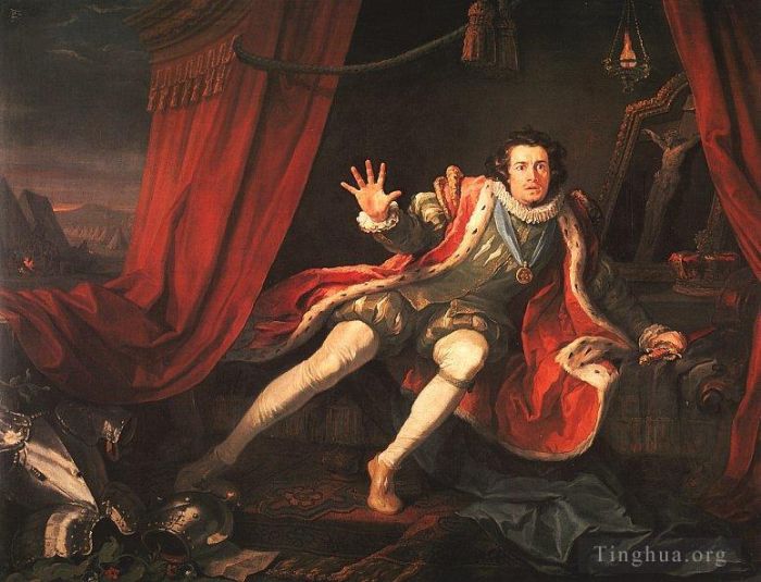 William Hogarth Peinture à l'huile - David Garrick comme Richard 3