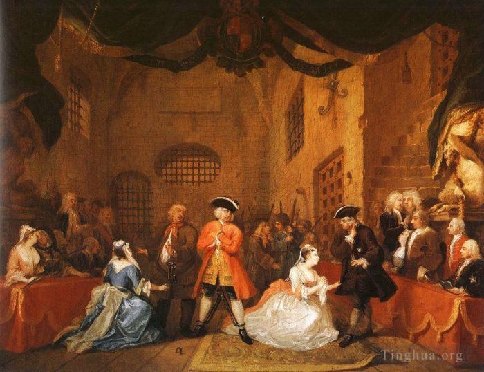 William Hogarth Peinture à l'huile - L'Opéra des Mendiants 5
