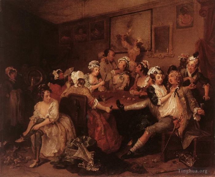 William Hogarth Peinture à l'huile - L'orgie
