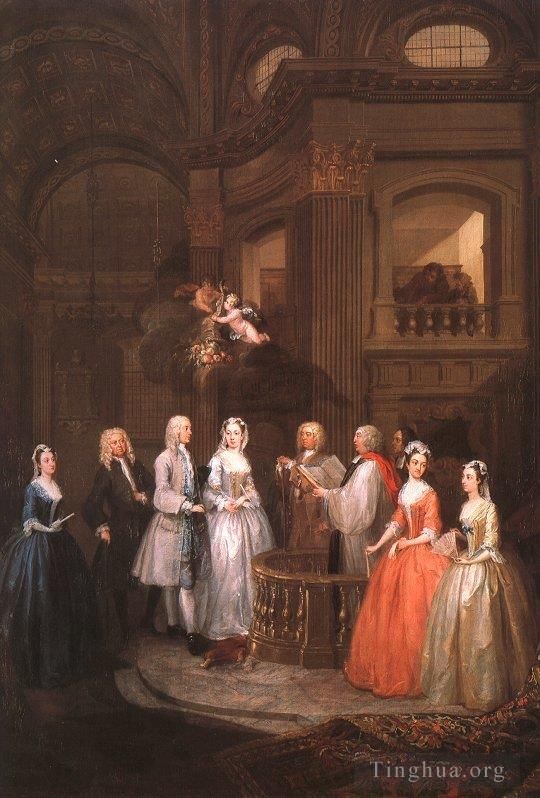 William Hogarth Peinture à l'huile - Le mariage de Stephen Beckingham et Mary Cox