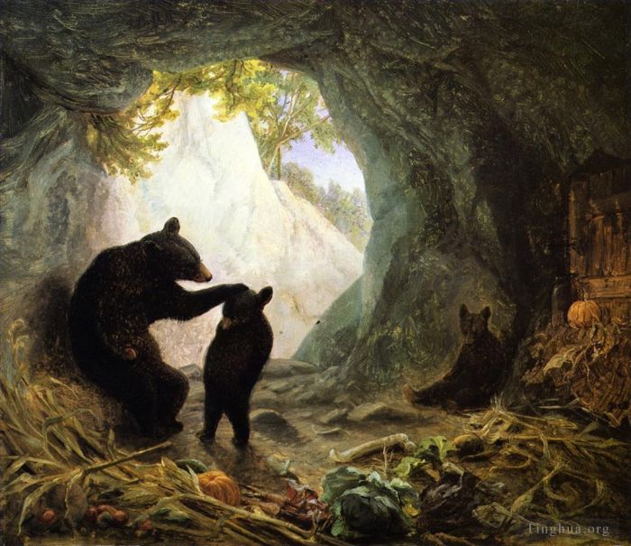 William Holbrook Beard Peinture à l'huile - Ours et petits