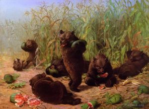 William Holbrook Beard œuvres - Ours dans le champ de pastèques