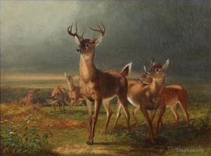 William Holbrook Beard œuvres - Cerf dans la prairie