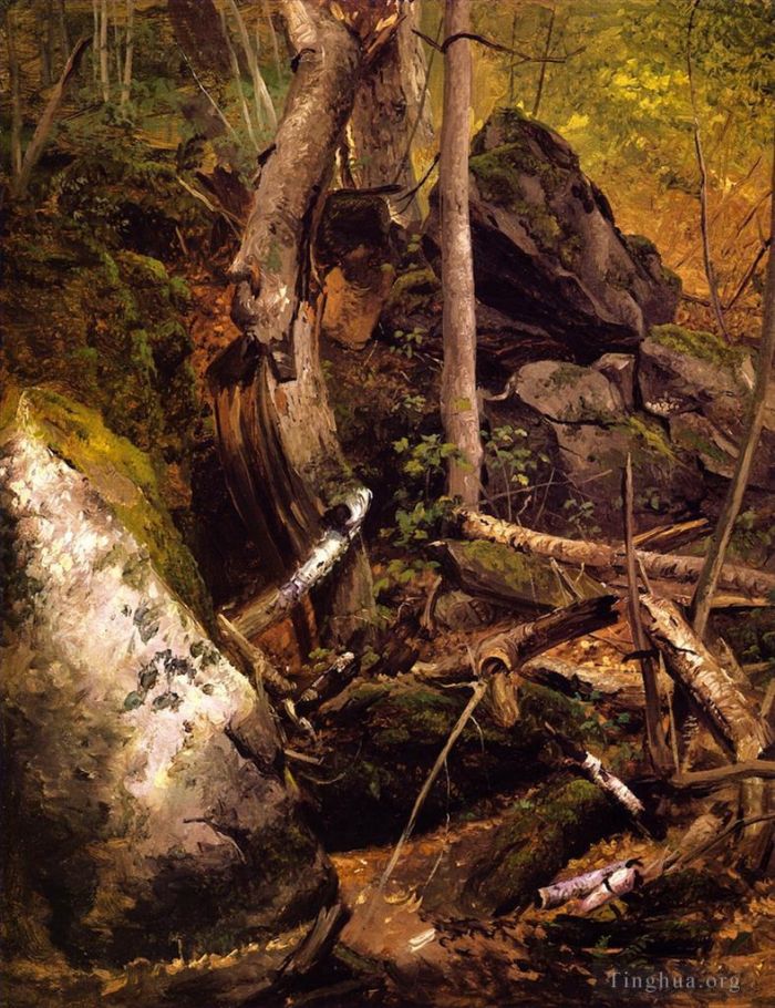 William Holbrook Beard Peinture à l'huile - Intérieur de la forêt