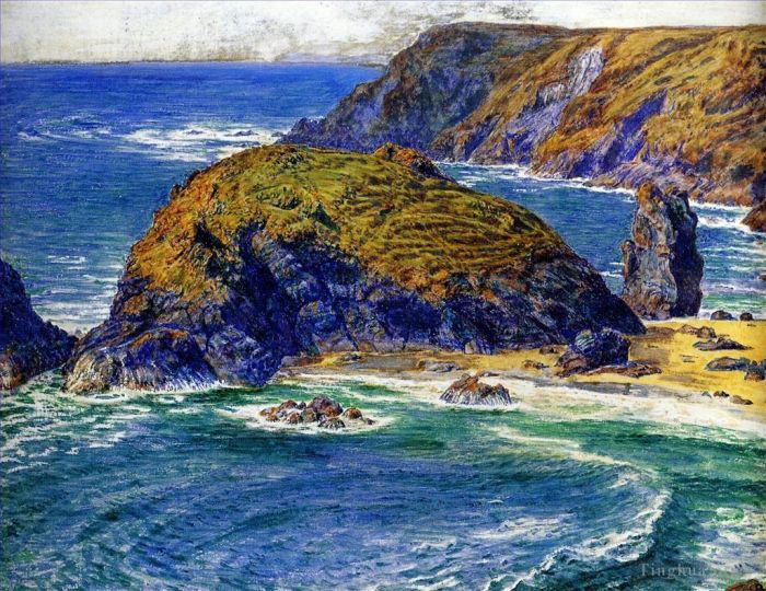 William Holman Hunt Peinture à l'huile - Paysage marin de l'île Aspargus William Holman Hunt