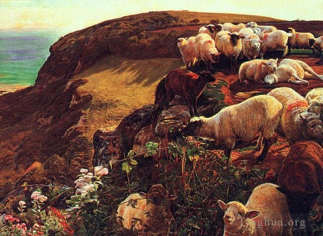William Holman Hunt Peinture à l'huile - Sur les côtes anglaises
