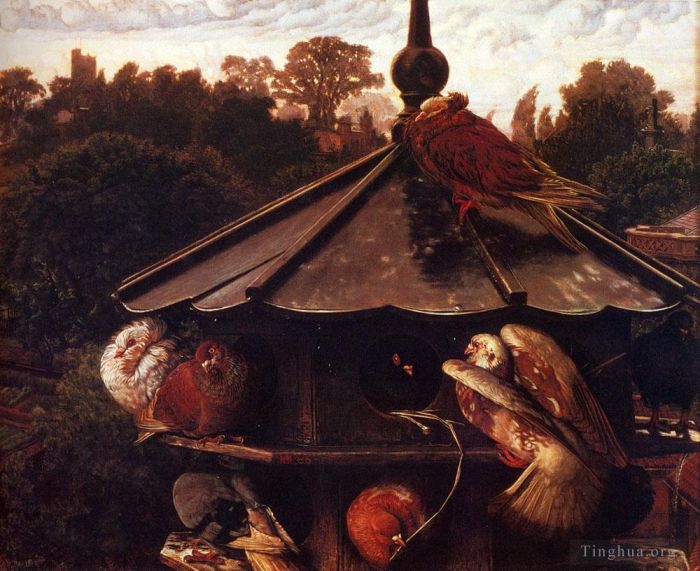 William Holman Hunt Peinture à l'huile - La Fête De St Swithin Ou Le Pigeonnier