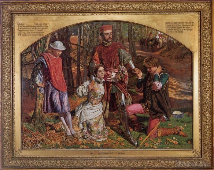 William Holman Hunt Peinture à l'huile - Valentine sauvant Sylvia de Proteus