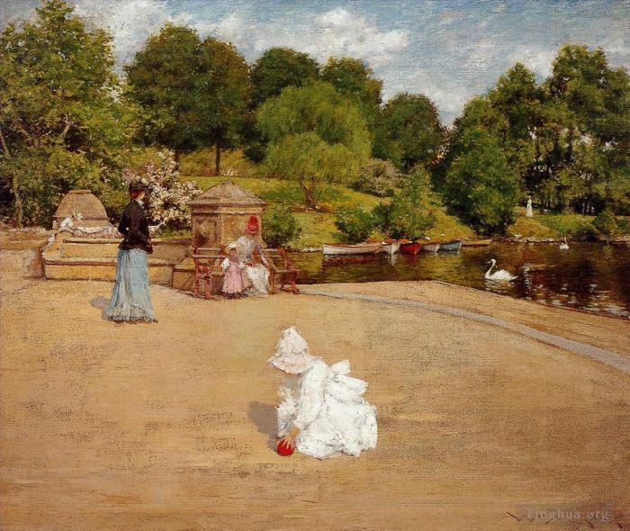 William Merritt Chase Peinture à l'huile - Un peu de terrasse ou promenade matinale
