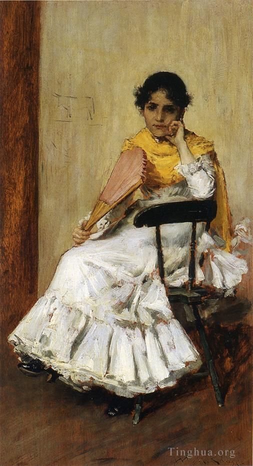 William Merritt Chase Peinture à l'huile - Une fille espagnole alias Portrait de Mme Chase en robe espagnole