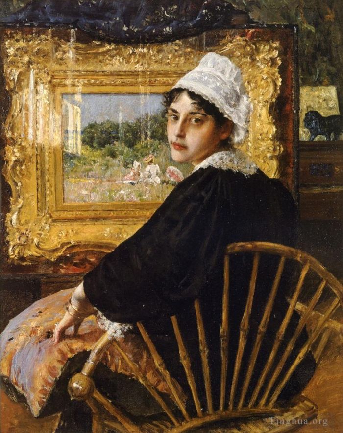William Merritt Chase Peinture à l'huile - Une étude alias la femme de l'artiste