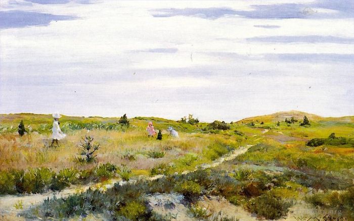 William Merritt Chase Peinture à l'huile - Le long du chemin à Shinnecock