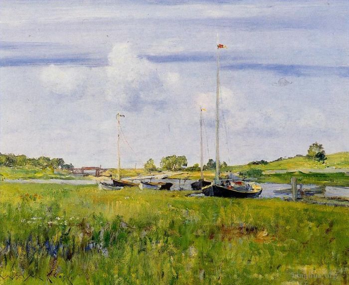 William Merritt Chase Peinture à l'huile - Au débarcadère