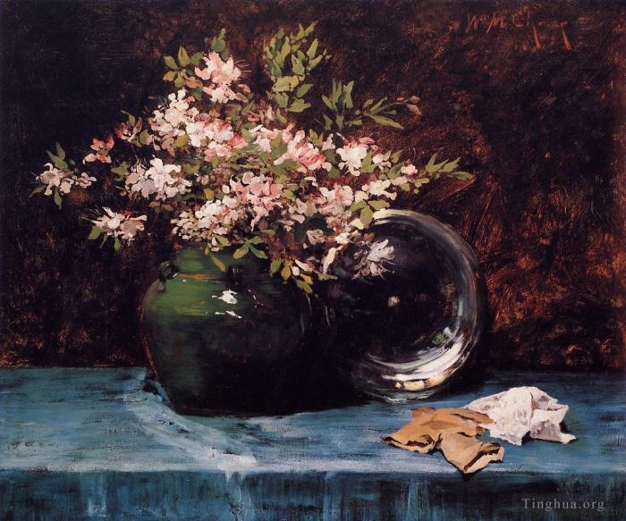 William Merritt Chase Peinture à l'huile - Fleur d'azalées