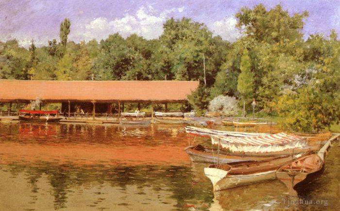 William Merritt Chase Peinture à l'huile - Maison à bateaux Prospect Park