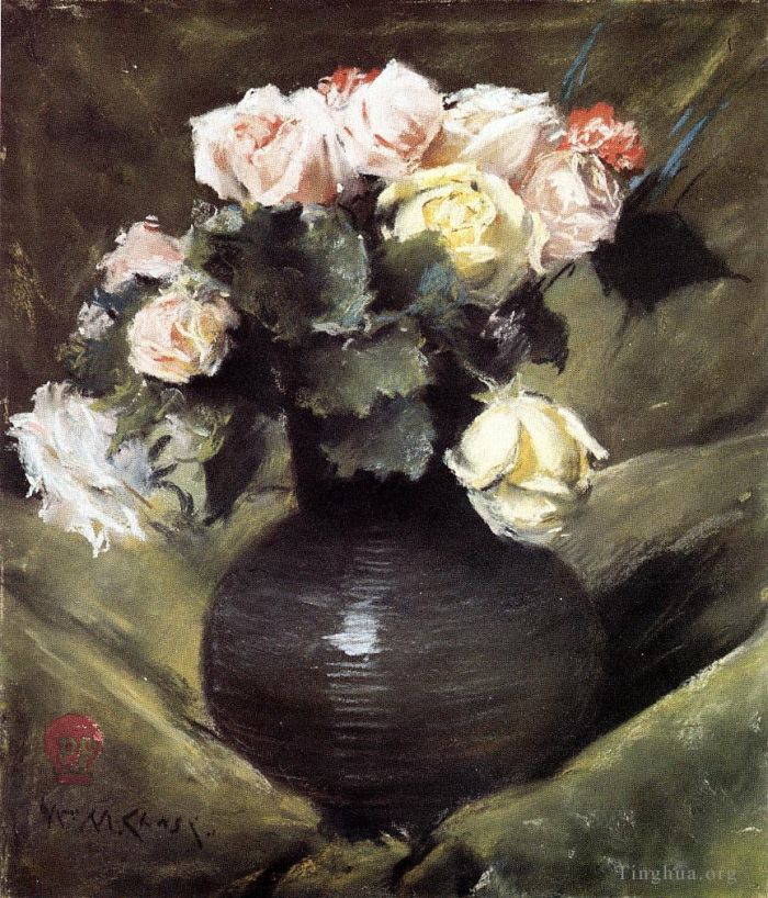 William Merritt Chase Peinture à l'huile - Fleurs alias fleur de roses