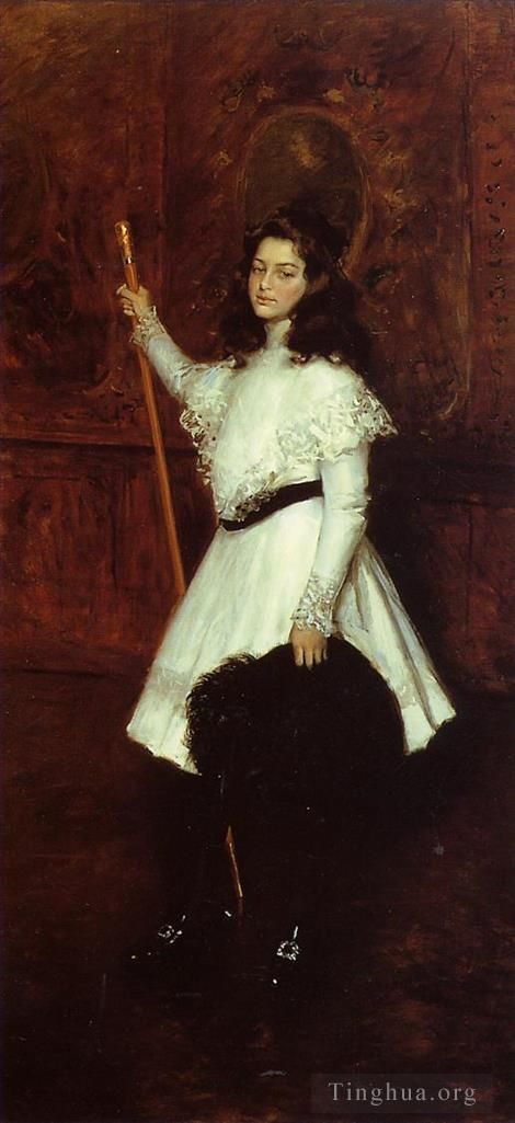 William Merritt Chase Peinture à l'huile - Fille en blanc alias Portrait d'Irene Dimock