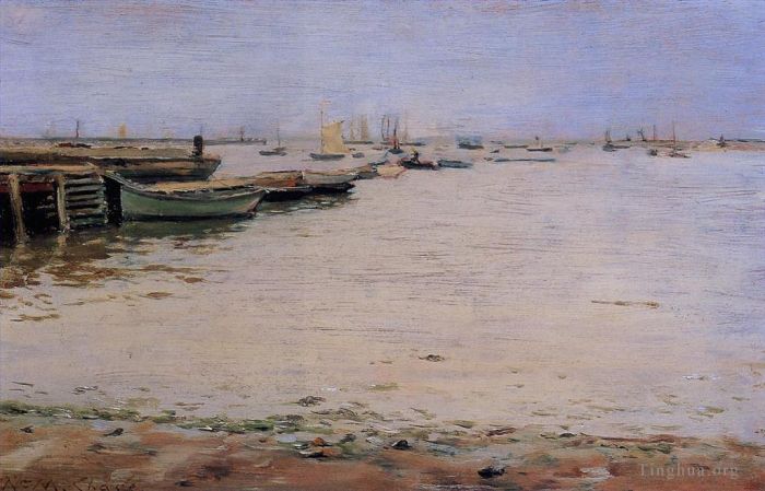 William Merritt Chase Peinture à l'huile - Gowanus Bay alias Misty Day Gowanus Bay