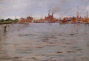 William Merritt Chase œuvres - Scène du port, quais de Brooklyn