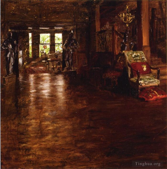 William Merritt Chase Peinture à l'huile - Intérieur du Manoir en Chêne
