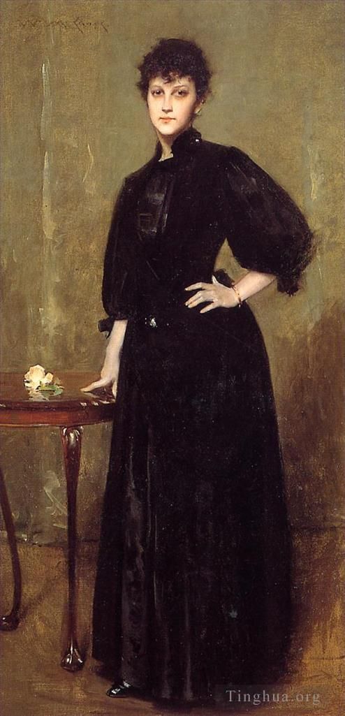 William Merritt Chase Peinture à l'huile - Dame en noir alias Mme Leslie Cotton