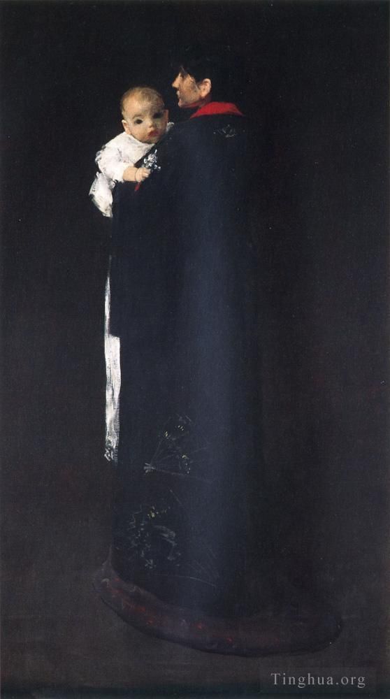 William Merritt Chase Peinture à l'huile - Mère et enfant alias Le premier portrait