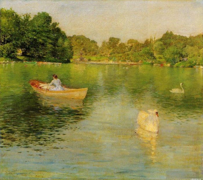 William Merritt Chase Peinture à l'huile - Sur le lac Central Park