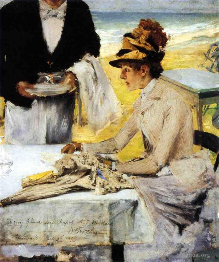 William Merritt Chase Peinture à l'huile - Commander un déjeuner au bord de la mer