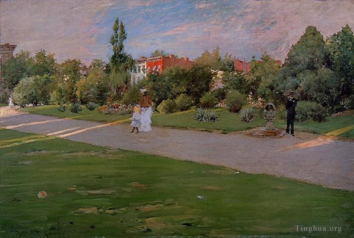 William Merritt Chase Peinture à l'huile - Parc à Brooklyn 1887