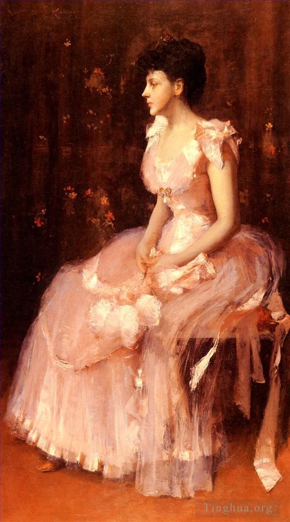 William Merritt Chase Peinture à l'huile - Portrait d'une dame en rose