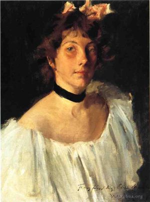 William Merritt Chase œuvres - Portrait d'une dame en robe blanche alias Miss Edith Newbold