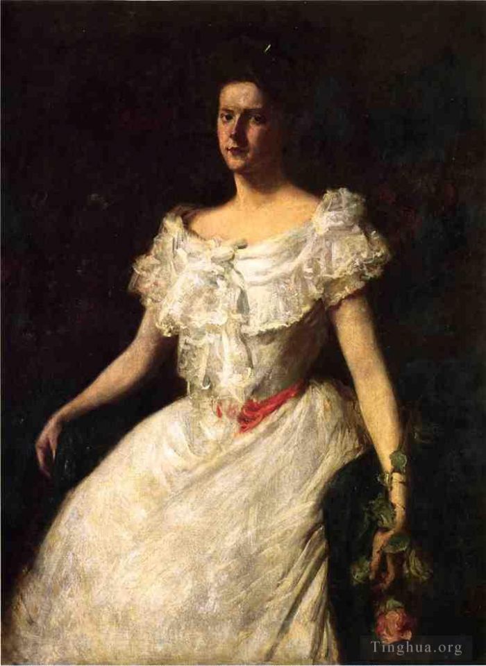William Merritt Chase Peinture à l'huile - Portrait d'une dame à la rose