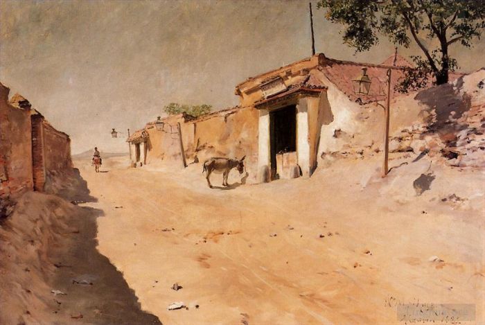 William Merritt Chase Peinture à l'huile - Village espagnol