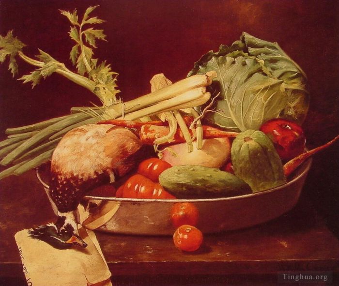William Merritt Chase Peinture à l'huile - Nature morte aux légumes