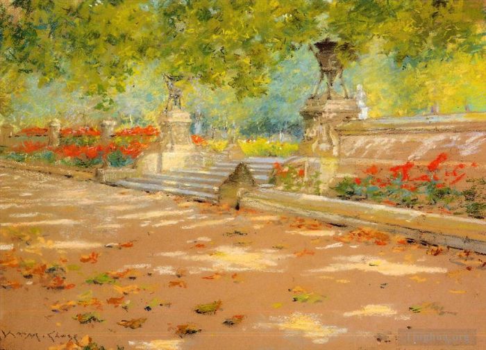 William Merritt Chase Peinture à l'huile - Terrasse Prospect Park