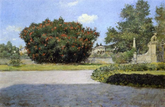 William Merritt Chase Peinture à l'huile - Le grand laurier-rose