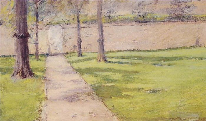 William Merritt Chase Peinture à l'huile - Le mur du jardin