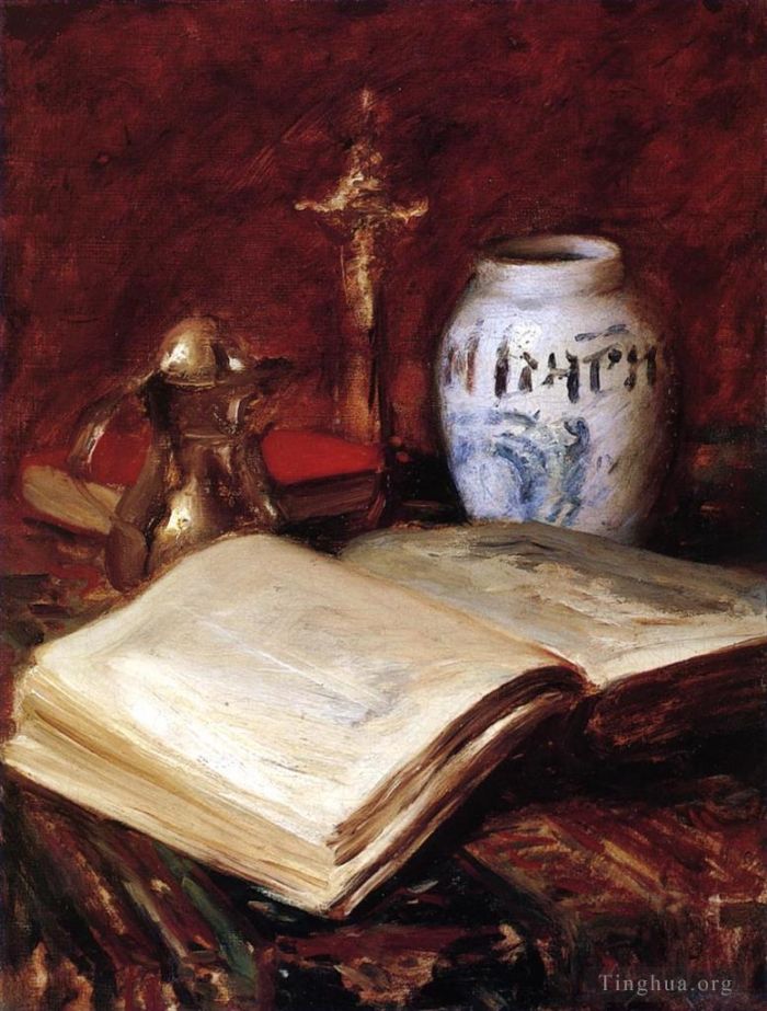 William Merritt Chase Peinture à l'huile - Le vieux livre