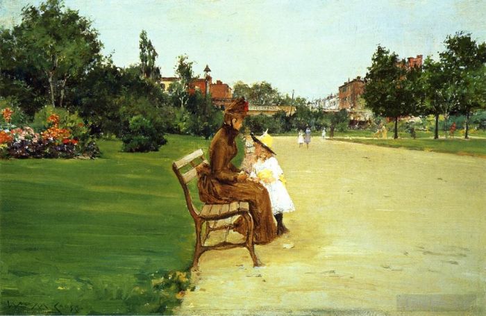 William Merritt Chase Peinture à l'huile - Le parc alias In Tompkins Park