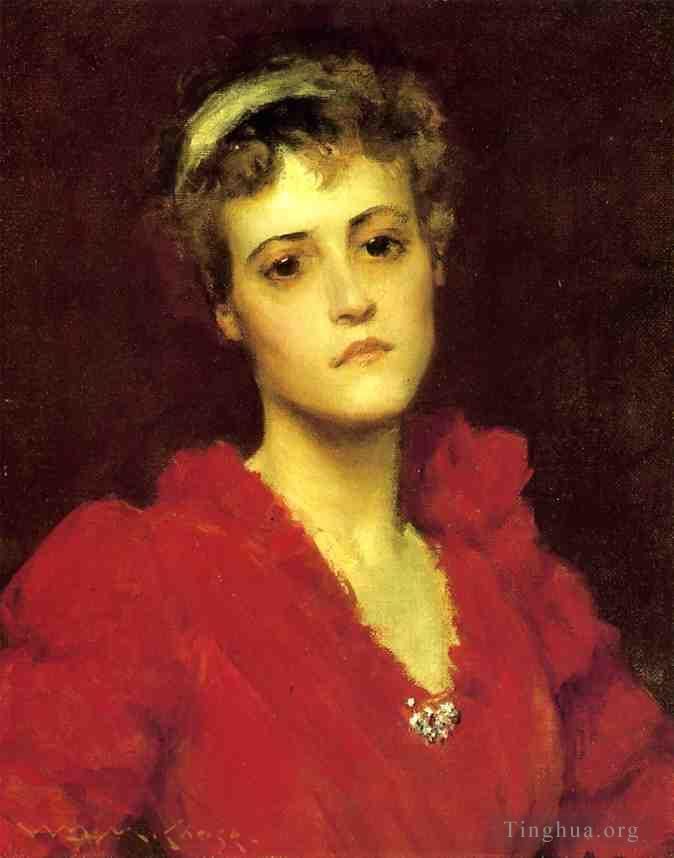 William Merritt Chase Peinture à l'huile - La robe rouge