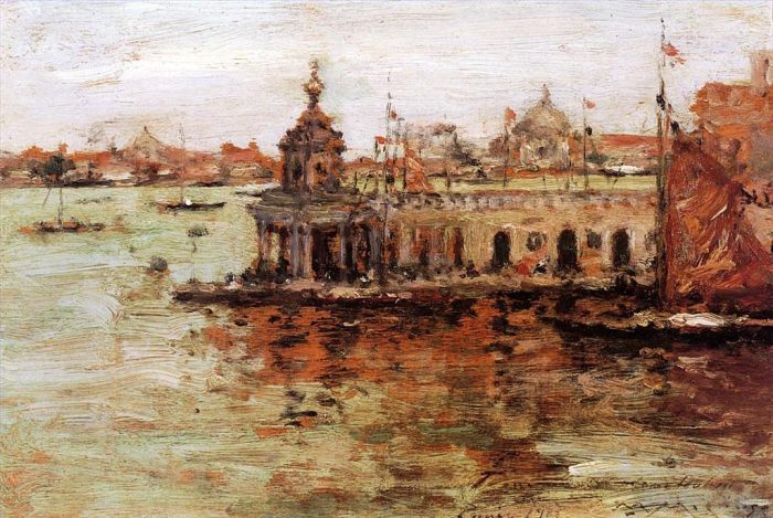 William Merritt Chase Peinture à l'huile - Venise Vue de l'Arsenal de la Marine