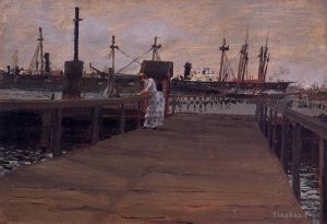 William Merritt Chase œuvres - Femme sur un quai