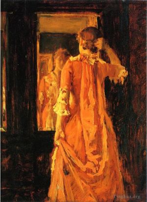 William Merritt Chase œuvres - Jeune femme devant un miroir